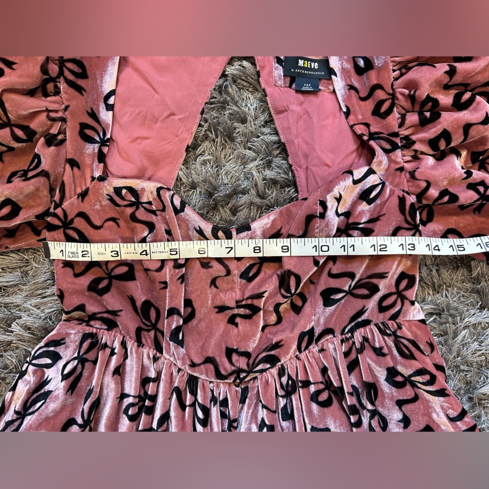 Maeve by Anthropologie Pink and Black Velvet Bow Dress - Picture 12 of 12